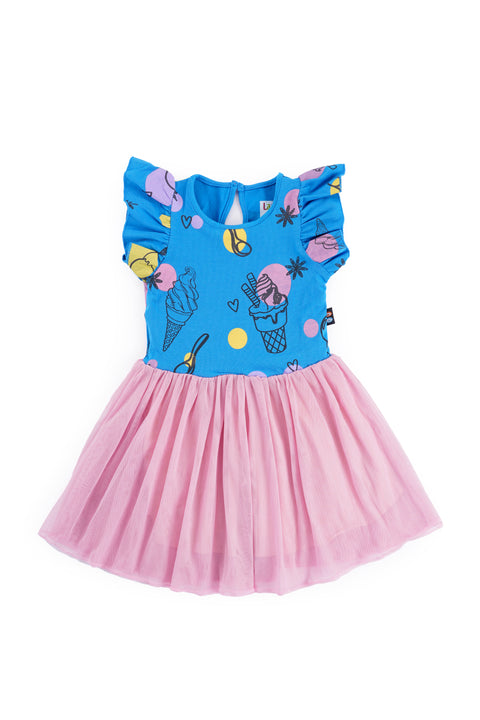 Organic Extra Soft Cotton Half Sleeves Frocks / Princess Dress with Fairy Net for Girls