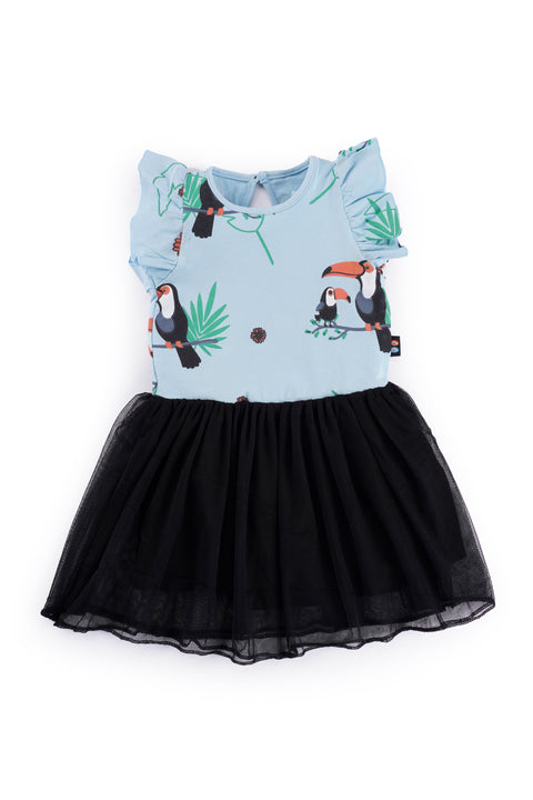 Ruffle Sleeves Cotton Frocks / Dress with Net Flair for Girls Kids
