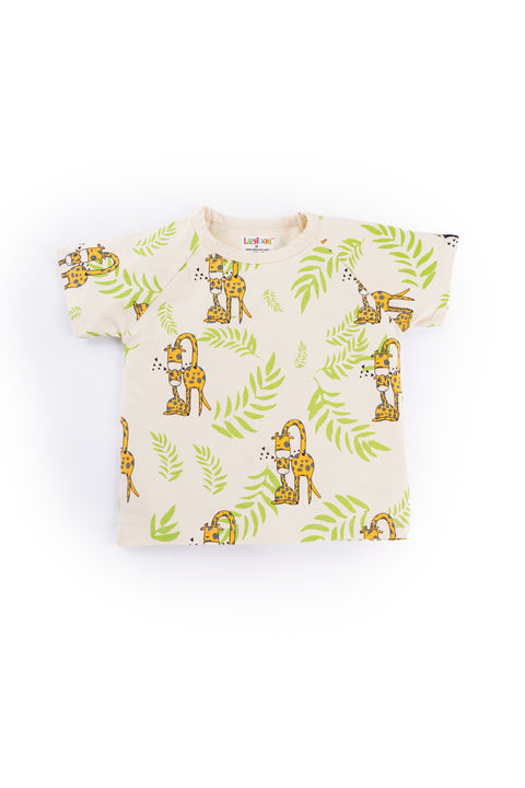 Organic Cotton Co-ord Sets | T-Shirt & Shorts | Pajama set for Boys and Girls Giraffe Print