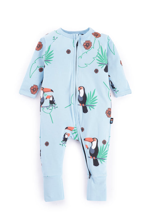 Organic Cotton Full Sleeves Bird Print Romper For Baby Boy & Baby Girl