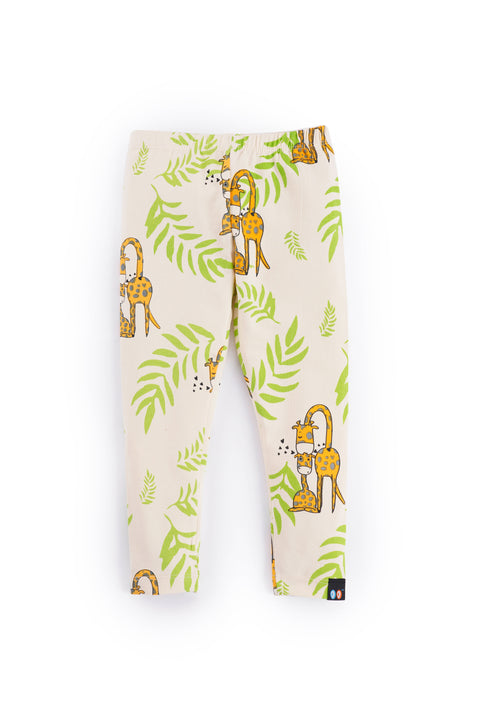 Girls Premium Elastic Waist Skinny Fit Printed Leggings Giraffe White Print