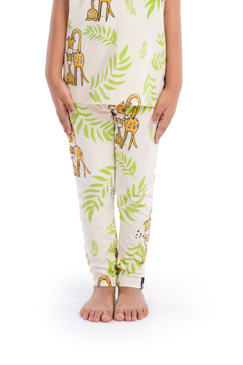 Girls Premium Elastic Waist Skinny Fit Printed Leggings Giraffe White Print