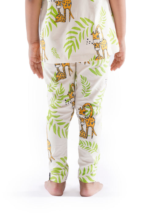 Girls Premium Elastic Waist Skinny Fit Printed Leggings Giraffe White Print