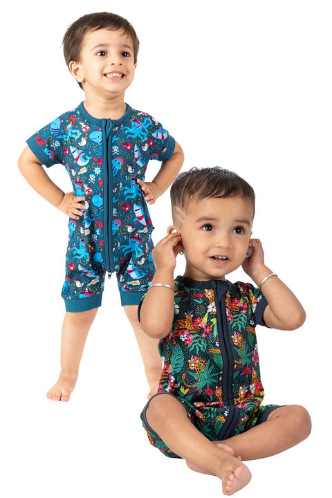 Organic Cotton Baby Boy and Girl Half Sleeves Summer Rompers  Pack of Two